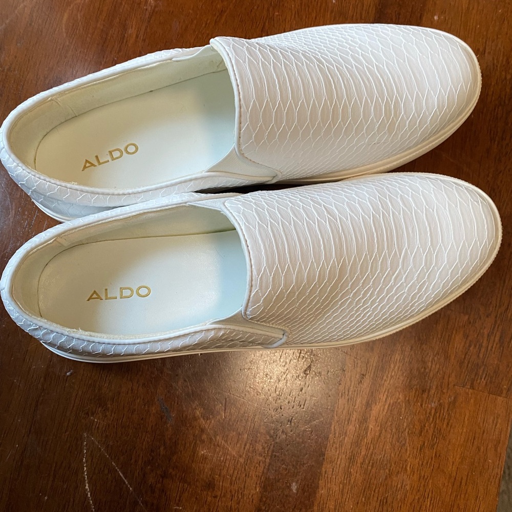 Snakeskin white slip-on sneakers